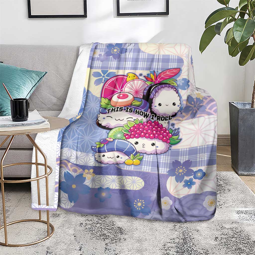 Japanese Kawaii Sushi Blanket Blue Wagara Palaka This Is How I Roll LT9 - Polynesian Pride