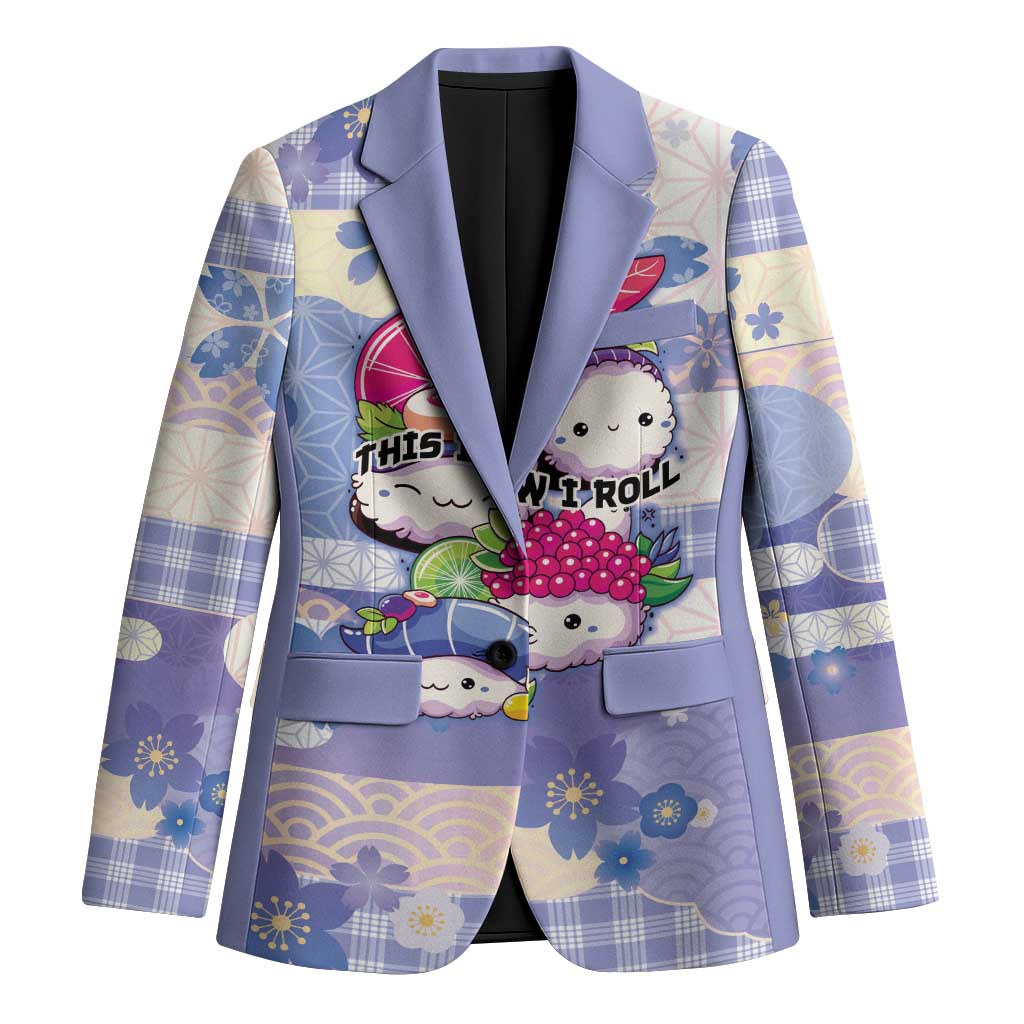 Personalized Japanese Kawaii Sushi Blazer Blue Wagara Palaka This Is How I Roll LT9 Unisex Blue - Polynesian Pride