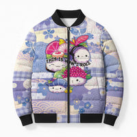 Personalized Japanese Kawaii Sushi Bomber Puffer Jacket Blue Wagara Palaka This Is How I Roll LT9 Unisex Blue - Polynesian Pride