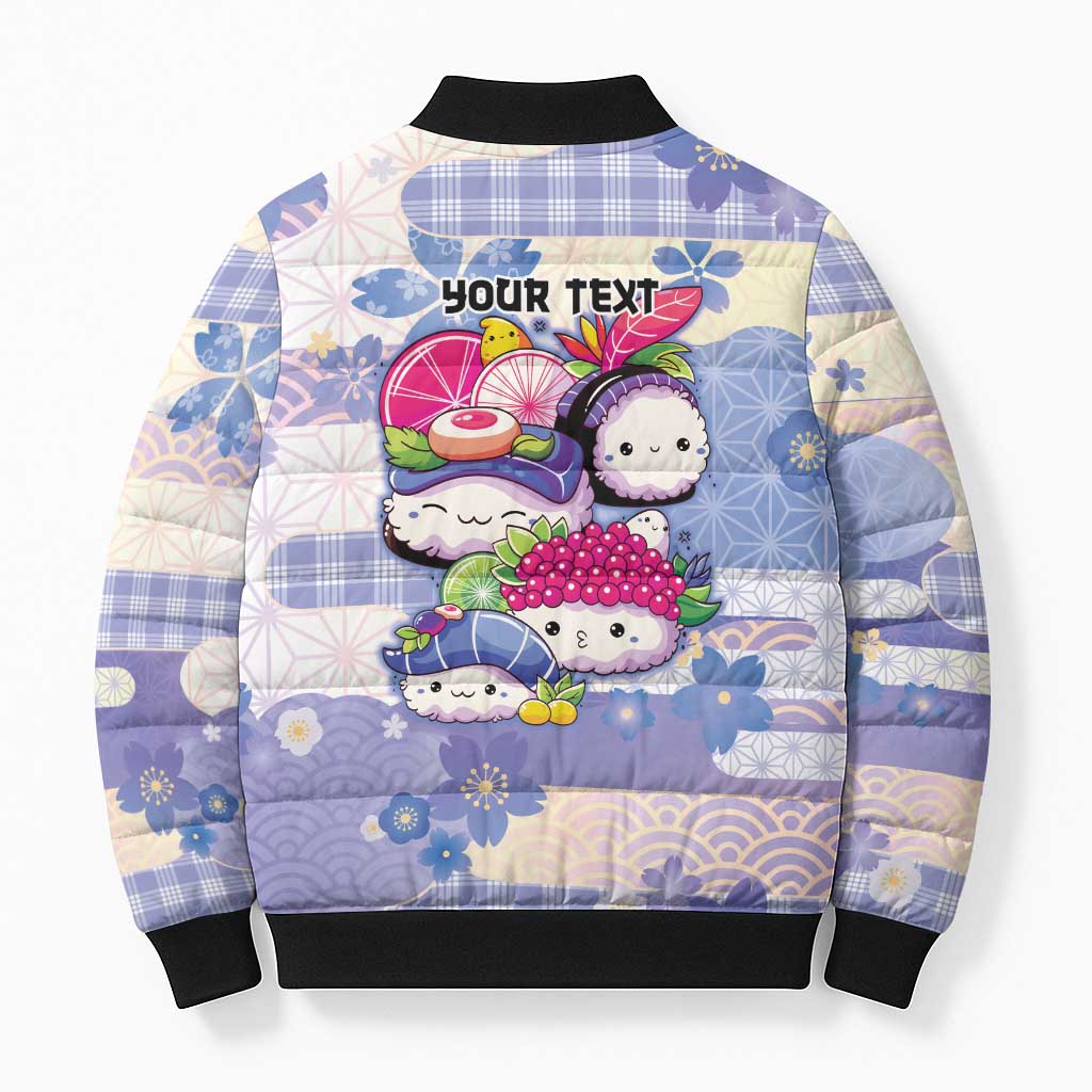 Personalized Japanese Kawaii Sushi Bomber Puffer Jacket Blue Wagara Palaka This Is How I Roll LT9 - Polynesian Pride