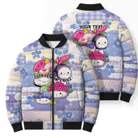 Personalized Japanese Kawaii Sushi Bomber Puffer Jacket Blue Wagara Palaka This Is How I Roll LT9 - Polynesian Pride