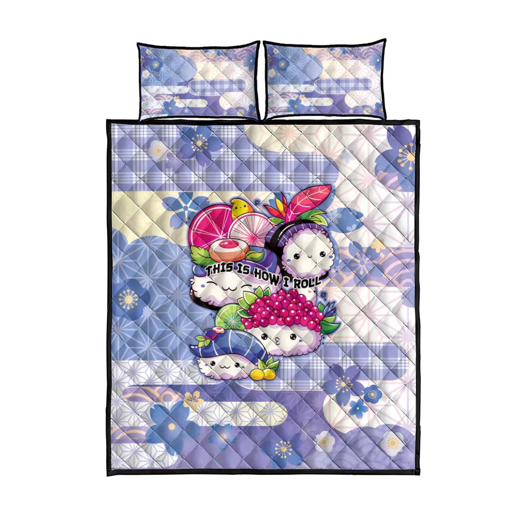 Japanese Kawaii Sushi Quilt Bed Set Blue Wagara Palaka This Is How I Roll LT9 - Polynesian Pride
