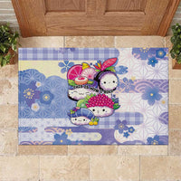 Japanese Kawaii Sushi Rubber Doormat Blue Wagara Palaka This Is How I Roll LT9 Blue - Polynesian Pride