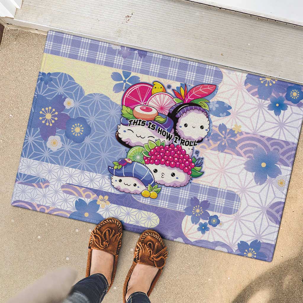 Japanese Kawaii Sushi Rubber Doormat Blue Wagara Palaka This Is How I Roll LT9 - Polynesian Pride