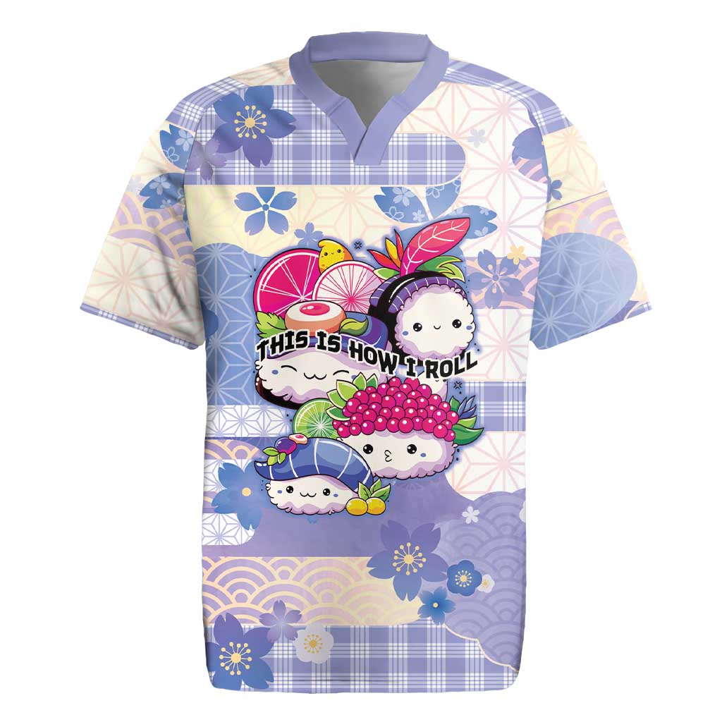 Personalized Japanese Kawaii Sushi Rugby Jersey Blue Wagara Palaka This Is How I Roll LT9 Blue - Polynesian Pride