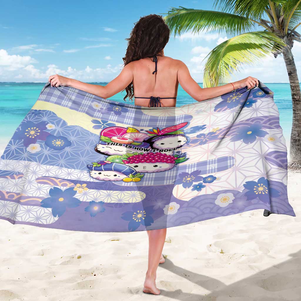Japanese Kawaii Sushi Sarong Blue Wagara Palaka This Is How I Roll LT9 - Polynesian Pride
