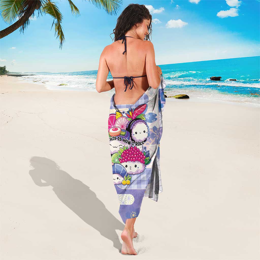 Japanese Kawaii Sushi Sarong Blue Wagara Palaka This Is How I Roll LT9 - Polynesian Pride