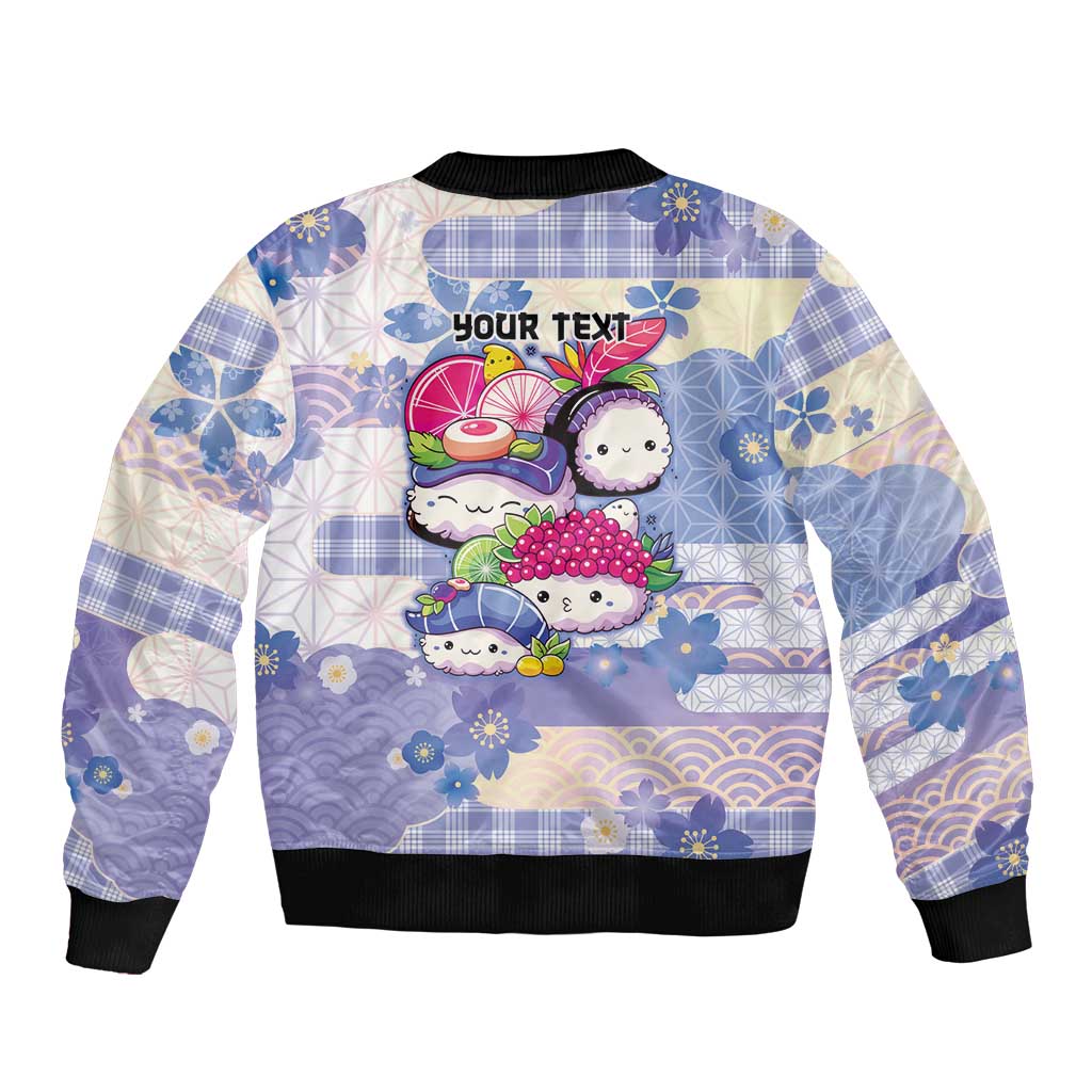 Personalized Japanese Kawaii Sushi Sleeve Zip Bomber Jacket Blue Wagara Palaka This Is How I Roll LT9 - Polynesian Pride