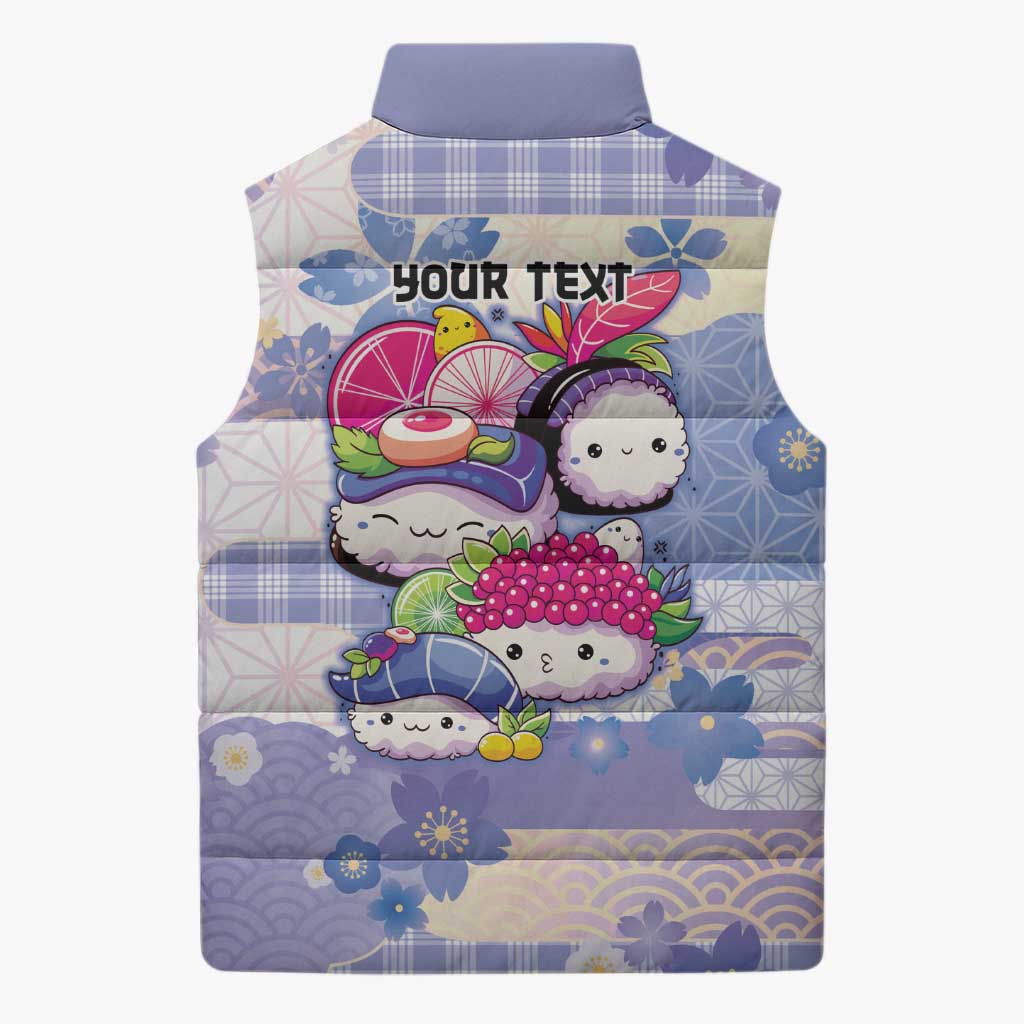 Personalized Japanese Kawaii Sushi Sleeveless Puffer Jacket Blue Wagara Palaka This Is How I Roll LT9 - Polynesian Pride