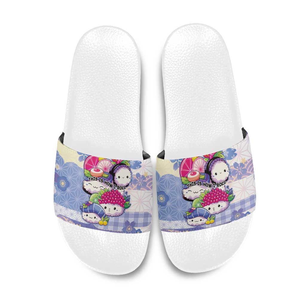Japanese Kawaii Sushi Slide Sandals Blue Wagara Palaka This Is How I Roll LT9 Blue - Polynesian Pride