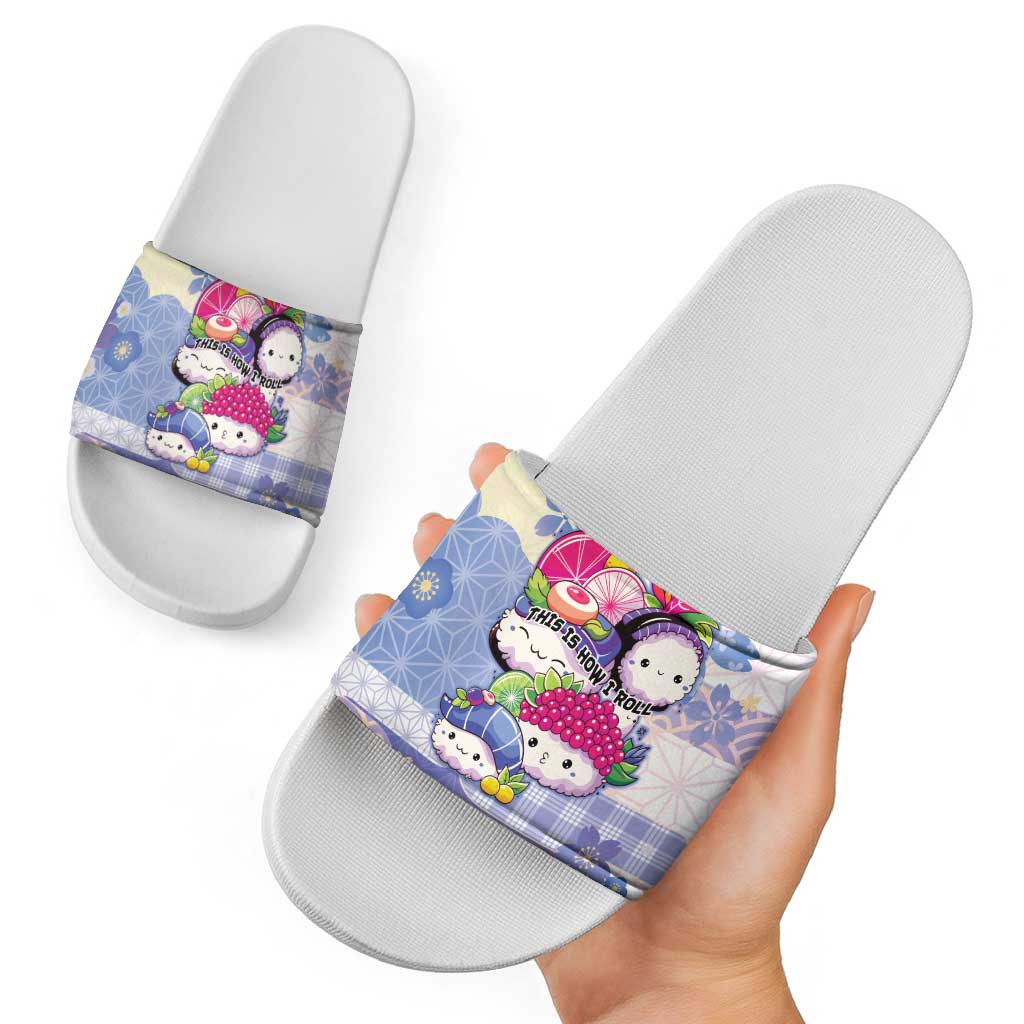 Japanese Kawaii Sushi Slide Sandals Blue Wagara Palaka This Is How I Roll LT9 - Polynesian Pride