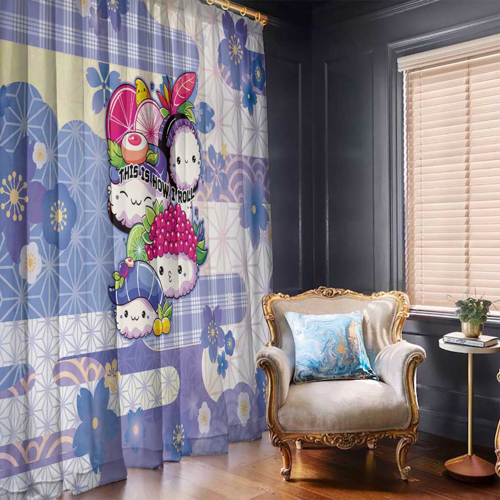 Japanese Kawaii Sushi Window Curtain Blue Wagara Palaka This Is How I Roll LT9 - Polynesian Pride