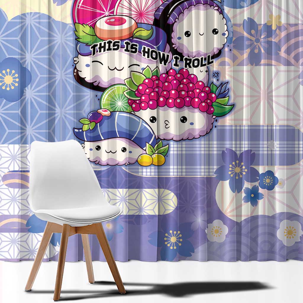 Japanese Kawaii Sushi Window Curtain Blue Wagara Palaka This Is How I Roll LT9 - Polynesian Pride