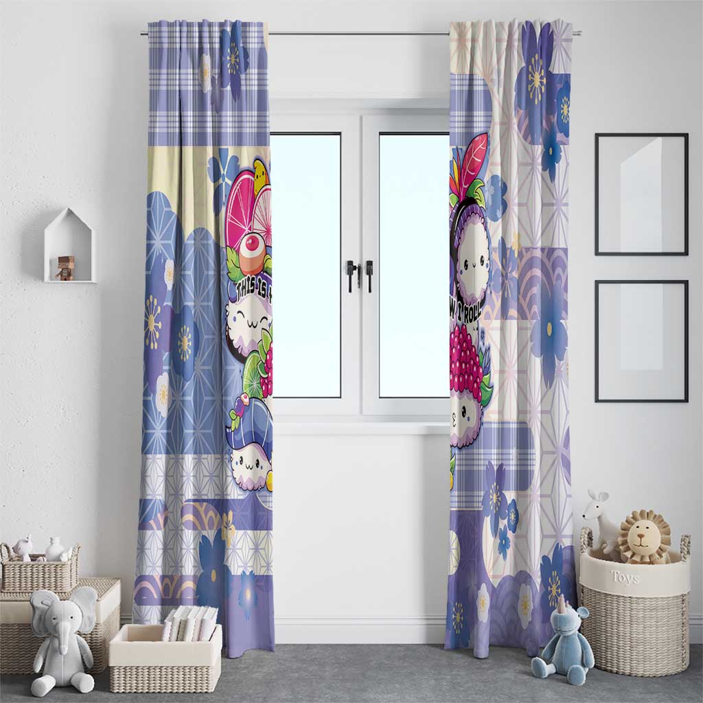 Japanese Kawaii Sushi Window Curtain Blue Wagara Palaka This Is How I Roll LT9 - Polynesian Pride