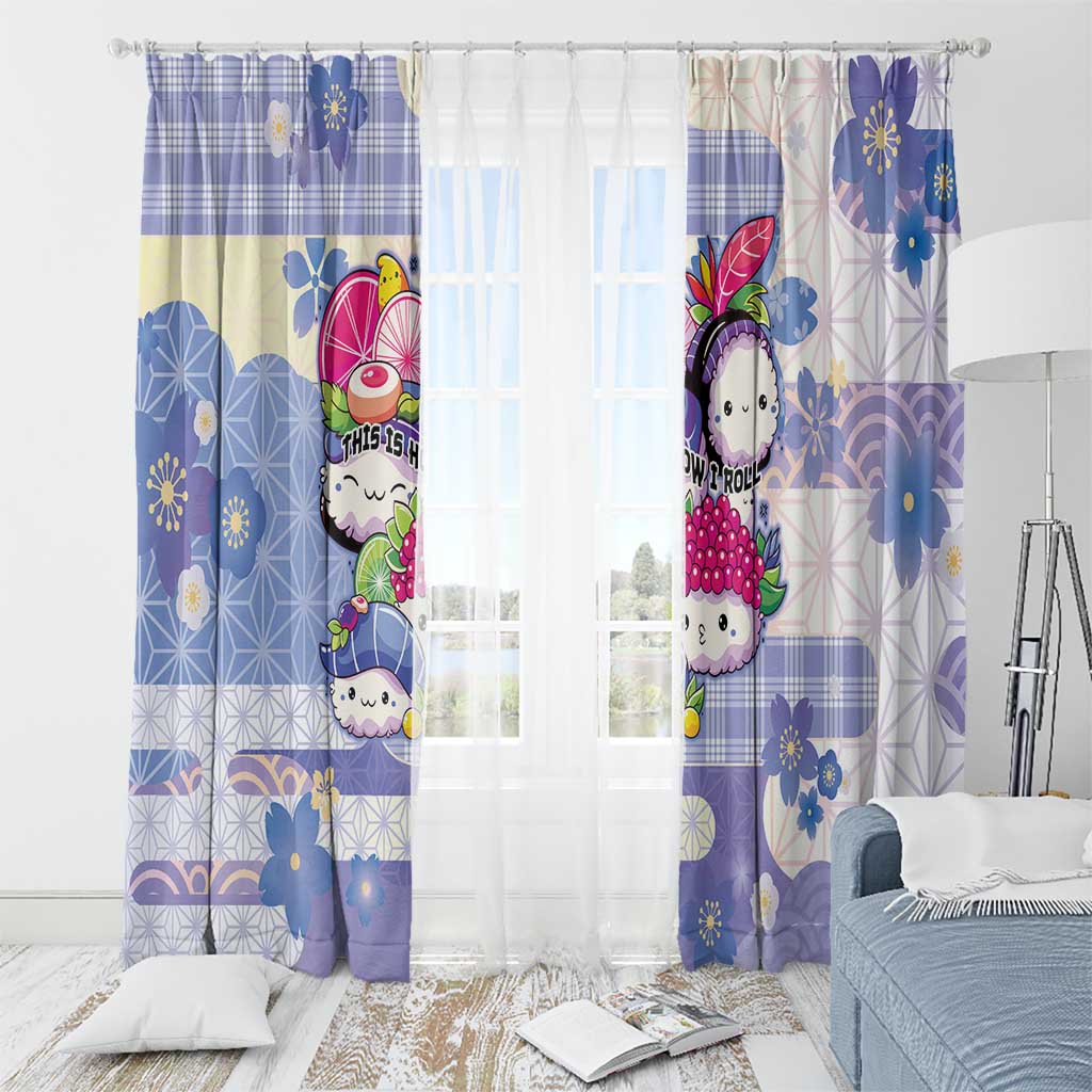 Japanese Kawaii Sushi Window Curtain Blue Wagara Palaka This Is How I Roll LT9 - Polynesian Pride