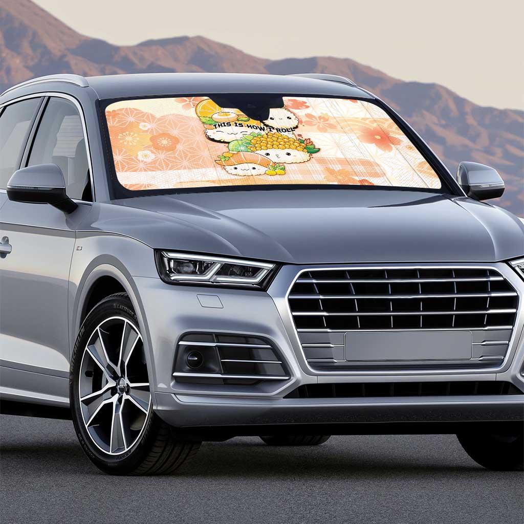 Japanese Kawaii Sushi Auto Sun Shade Peach Wagara Palaka This Is How I Roll LT9 - Polynesian Pride