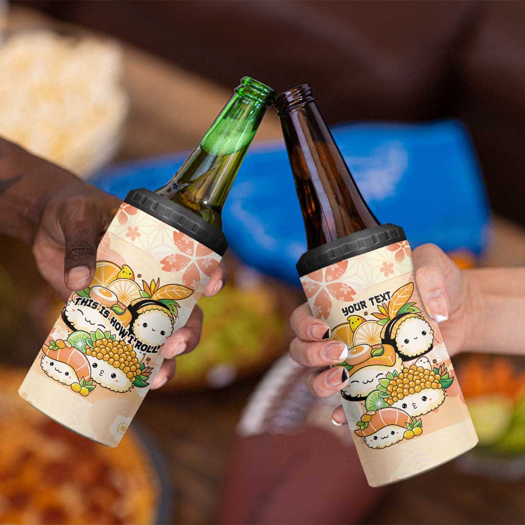 Personalized Japanese Kawaii Sushi 4 in 1 Can Cooler Tumbler Peach Wagara Palaka This Is How I Roll LT9 - Polynesian Pride