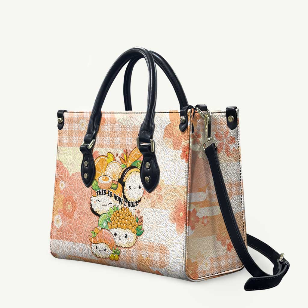 Japanese Kawaii Sushi Leather Bag Peach Wagara Palaka This Is How I Roll LT9 Peach - Polynesian Pride