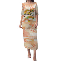 Personalized Japanese Kawaii Sushi Puletasi Peach Wagara Palaka This Is How I Roll LT9 Long Dress Peach - Polynesian Pride
