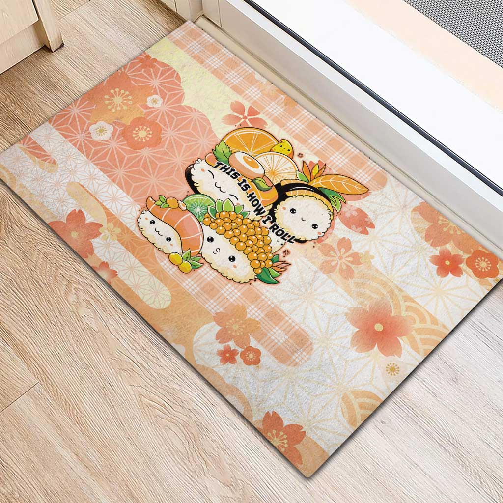 Japanese Kawaii Sushi Rubber Doormat Peach Wagara Palaka This Is How I Roll LT9 - Polynesian Pride