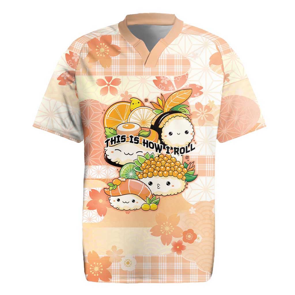 Personalized Japanese Kawaii Sushi Rugby Jersey Peach Wagara Palaka This Is How I Roll LT9 Peach - Polynesian Pride