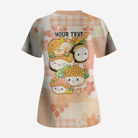 Personalized Japanese Kawaii Sushi Scrub Top Peach Wagara Palaka This Is How I Roll LT9 - Polynesian Pride