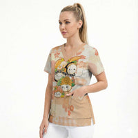 Personalized Japanese Kawaii Sushi Scrub Top Peach Wagara Palaka This Is How I Roll LT9 - Polynesian Pride