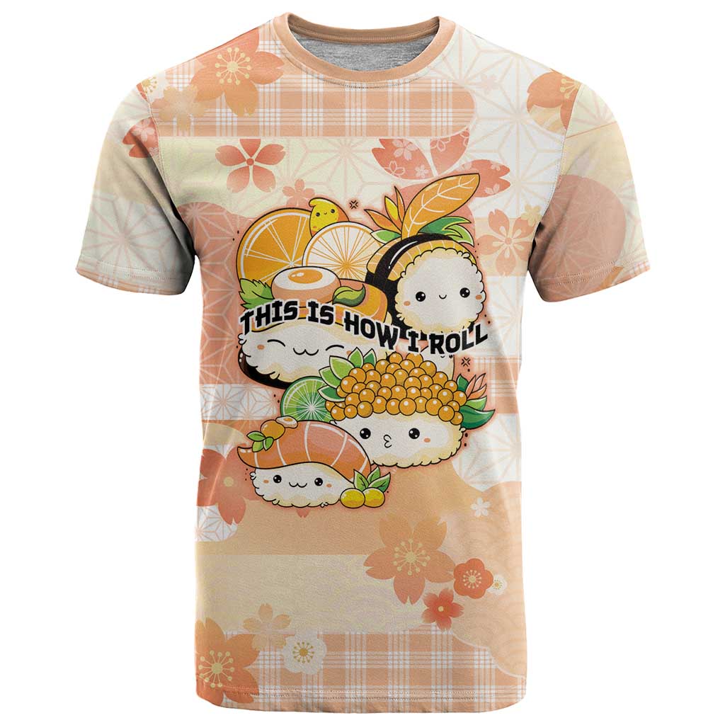 Personalized Japanese Kawaii Sushi T Shirt Peach Wagara Palaka This Is How I Roll LT9 Peach - Polynesian Pride