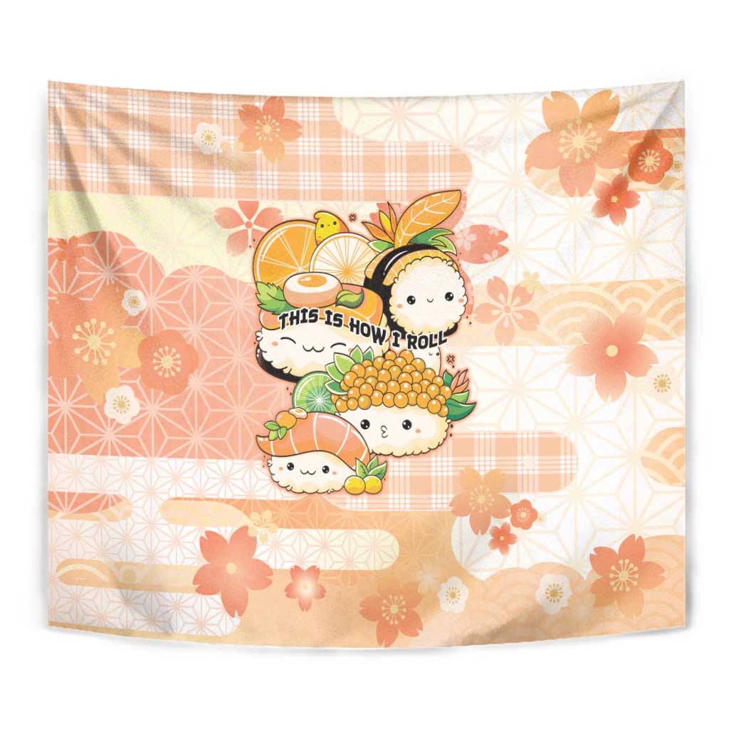 Japanese Kawaii Sushi Tapestry Peach Wagara Palaka This Is How I Roll LT9 - Polynesian Pride