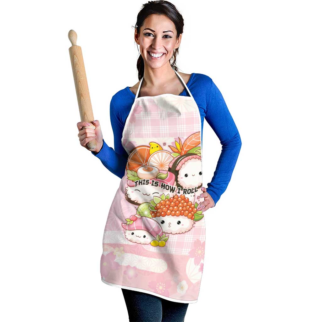 Japanese Kawaii Sushi Apron Pink Wagara Palaka This Is How I Roll LT9 - Polynesian Pride