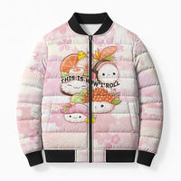Personalized Japanese Kawaii Sushi Bomber Puffer Jacket Pink Wagara Palaka This Is How I Roll LT9 Unisex Pink - Polynesian Pride