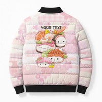 Personalized Japanese Kawaii Sushi Bomber Puffer Jacket Pink Wagara Palaka This Is How I Roll LT9 - Polynesian Pride