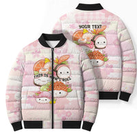 Personalized Japanese Kawaii Sushi Bomber Puffer Jacket Pink Wagara Palaka This Is How I Roll LT9 - Polynesian Pride