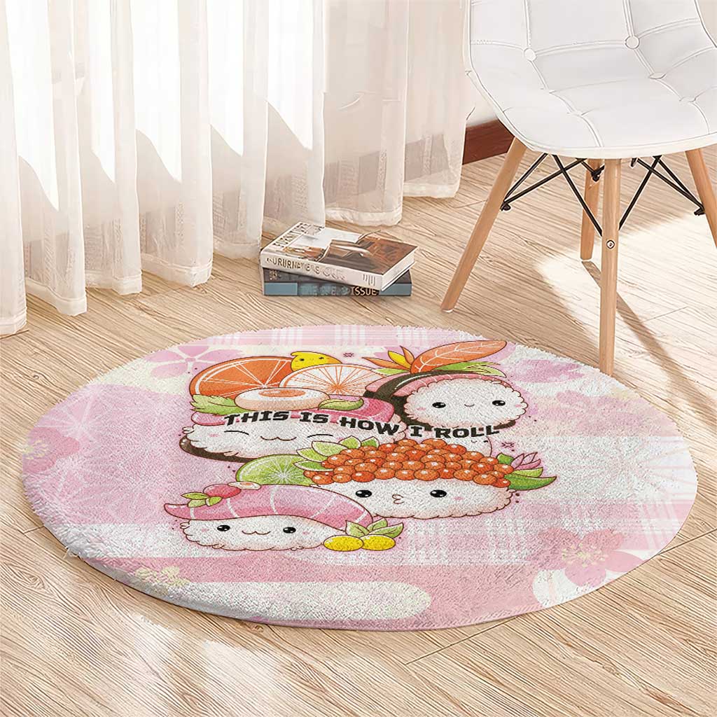Japanese Kawaii Sushi Round Carpet Pink Wagara Palaka This Is How I Roll LT9 - Polynesian Pride