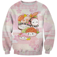 Personalized Japanese Kawaii Sushi Sweatshirt Pink Wagara Palaka This Is How I Roll LT9 Unisex Pink - Polynesian Pride