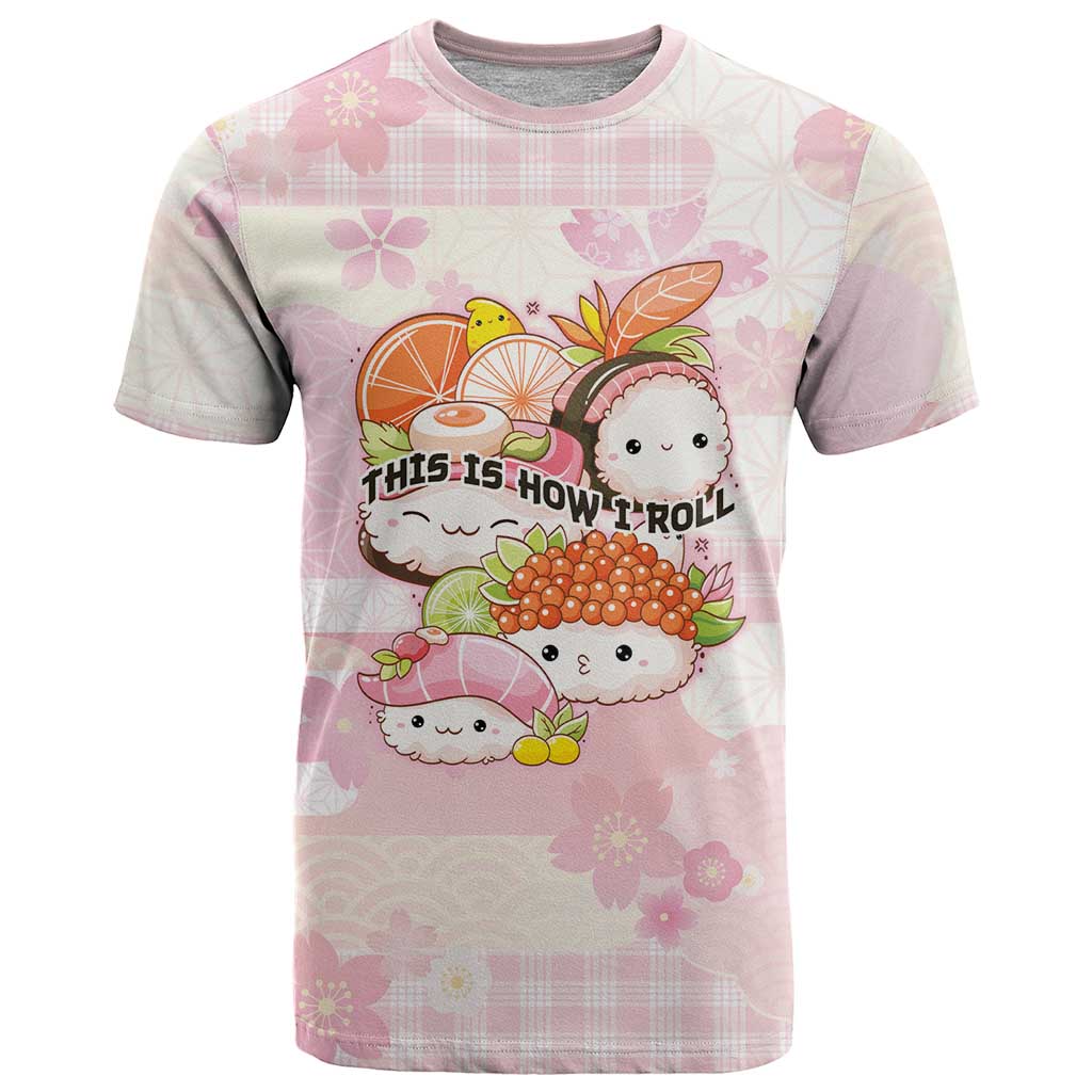 Personalized Japanese Kawaii Sushi T Shirt Pink Wagara Palaka This Is How I Roll LT9 Pink - Polynesian Pride