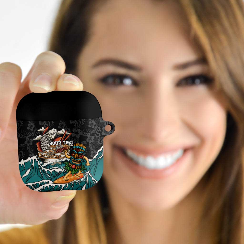 Personalized Japanese Koi Fish Ramen AirPods Case Tiki Surfing Wagara Hibiscus Pattern LT9 - Polynesian Pride