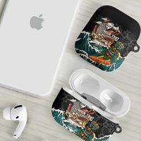 Personalized Japanese Koi Fish Ramen AirPods Case Tiki Surfing Wagara Hibiscus Pattern LT9 - Polynesian Pride