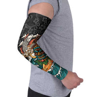 Personalized Japanese Koi Fish Ramen Arm Sleeves Tiki Surfing Wagara Hibiscus Pattern LT9 - Polynesian Pride