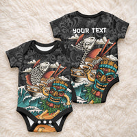 Personalized Japanese Koi Fish Ramen Baby Onesie Tiki Surfing Wagara Hibiscus Pattern LT9 - Polynesian Pride