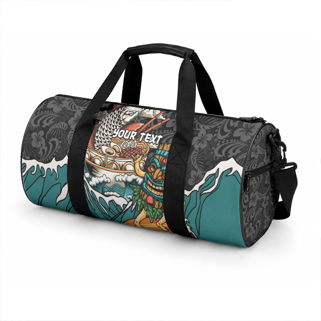 Personalized Japanese Koi Fish Ramen Duffle Bag Tiki Surfing Wagara Hibiscus Pattern LT9 - Polynesian Pride