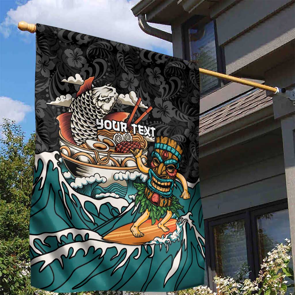 Personalized Japanese Koi Fish Ramen Garden Flag Tiki Surfing Wagara Hibiscus Pattern LT9 - Polynesian Pride