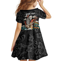 Personalized Japanese Koi Fish Ramen Kid Short Sleeve Dress Tiki Surfing Wagara Hibiscus Pattern LT9 - Polynesian Pride