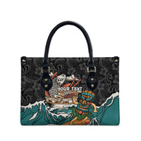 Personalized Japanese Koi Fish Ramen Leather Bag Tiki Surfing Wagara Hibiscus Pattern LT9 - Polynesian Pride