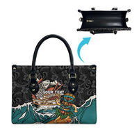 Personalized Japanese Koi Fish Ramen Leather Bag Tiki Surfing Wagara Hibiscus Pattern LT9 - Polynesian Pride