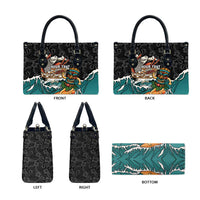 Personalized Japanese Koi Fish Ramen Leather Bag Tiki Surfing Wagara Hibiscus Pattern LT9 - Polynesian Pride