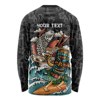 Personalized Japanese Koi Fish Ramen Long Sleeve Shirt Tiki Surfing Wagara Hibiscus Pattern LT9 - Polynesian Pride