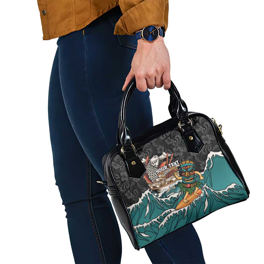 Personalized Japanese Koi Fish Ramen Shoulder Handbag Tiki Surfing Wagara Hibiscus Pattern LT9 - Polynesian Pride