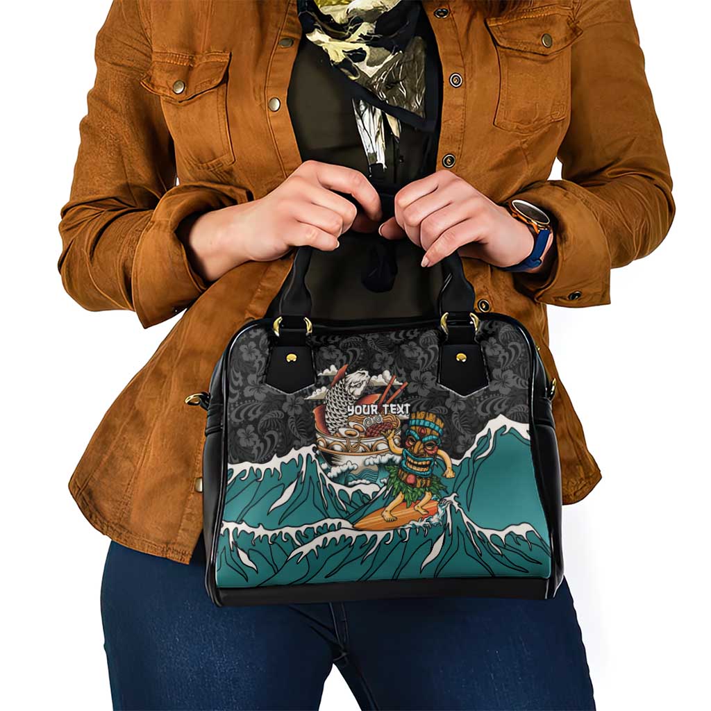 Personalized Japanese Koi Fish Ramen Shoulder Handbag Tiki Surfing Wagara Hibiscus Pattern LT9 - Polynesian Pride