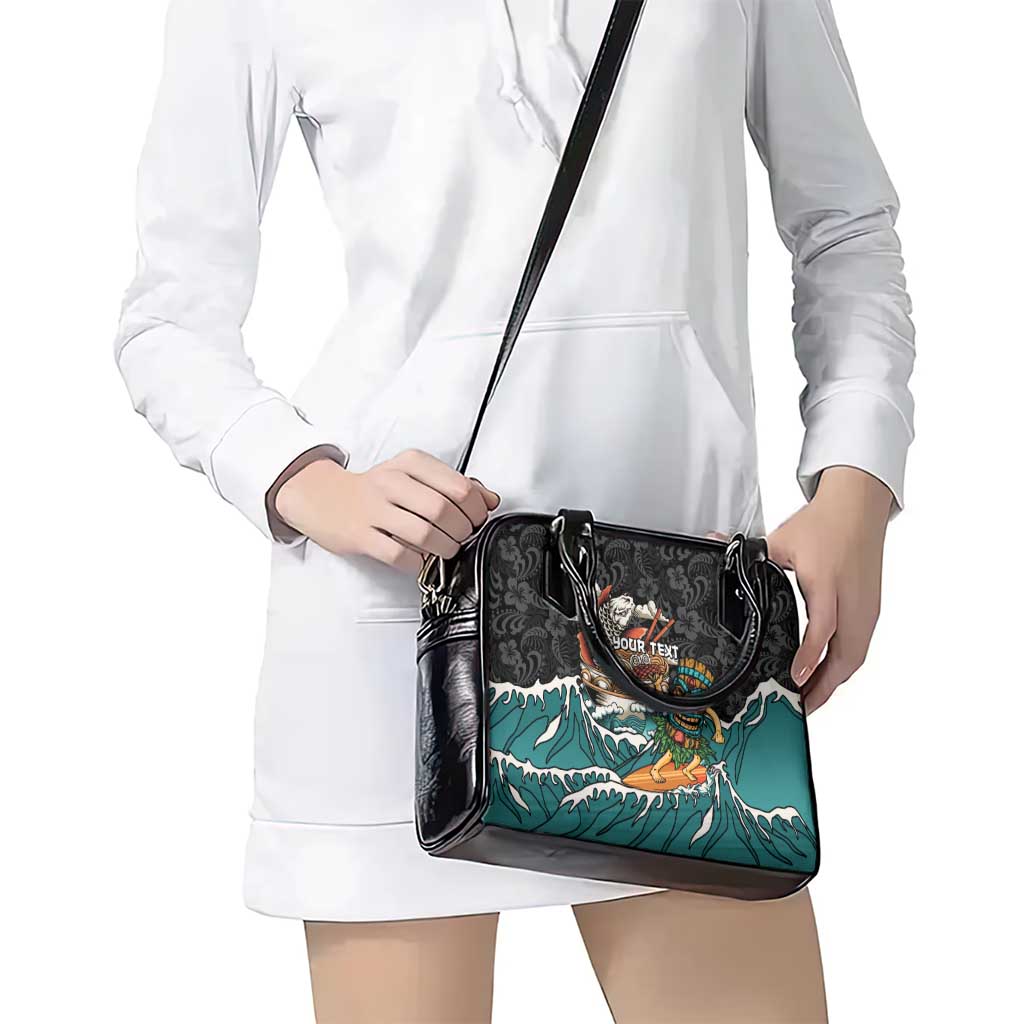 Personalized Japanese Koi Fish Ramen Shoulder Handbag Tiki Surfing Wagara Hibiscus Pattern LT9 - Polynesian Pride